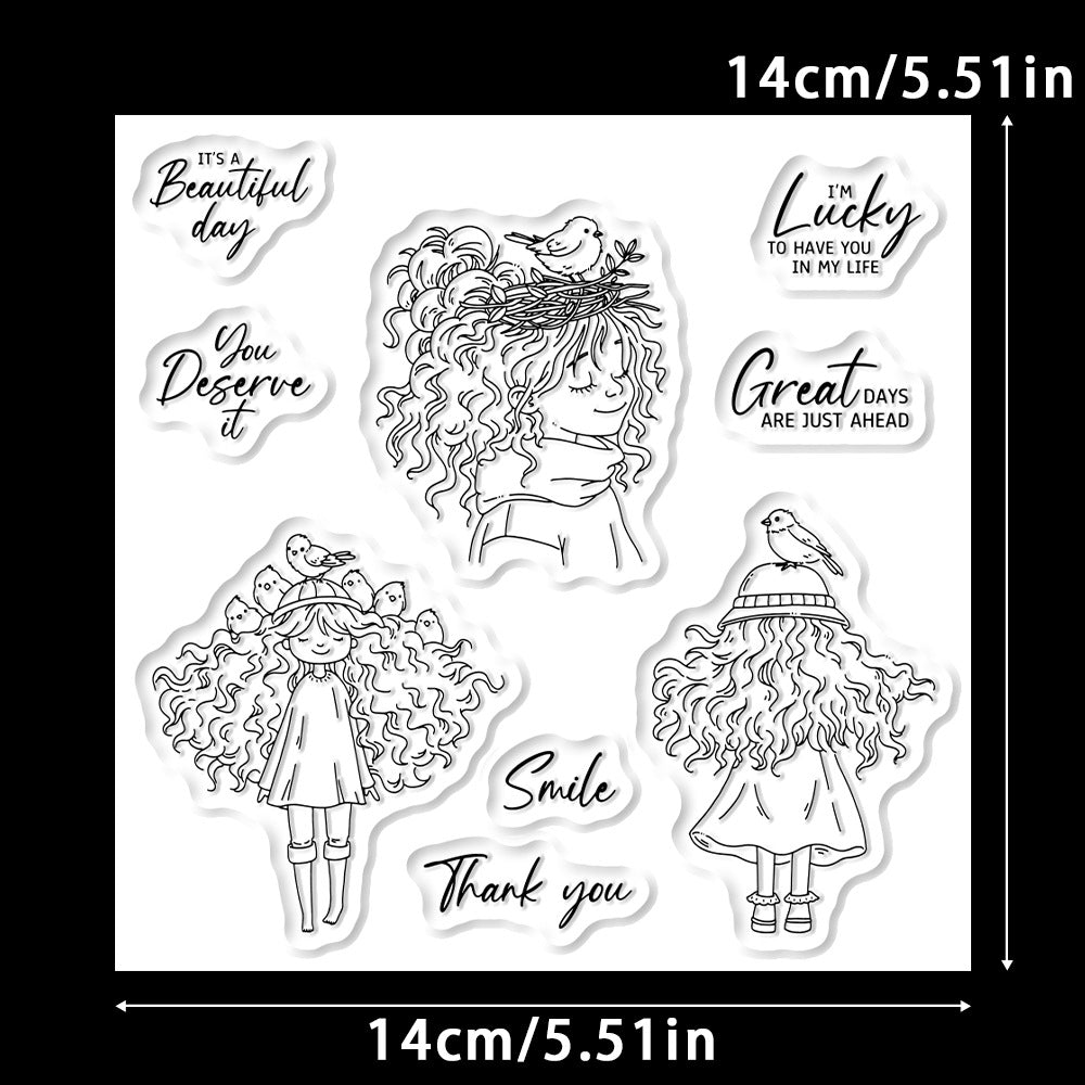 Girl with Messy Hair Dies & Stamps Set