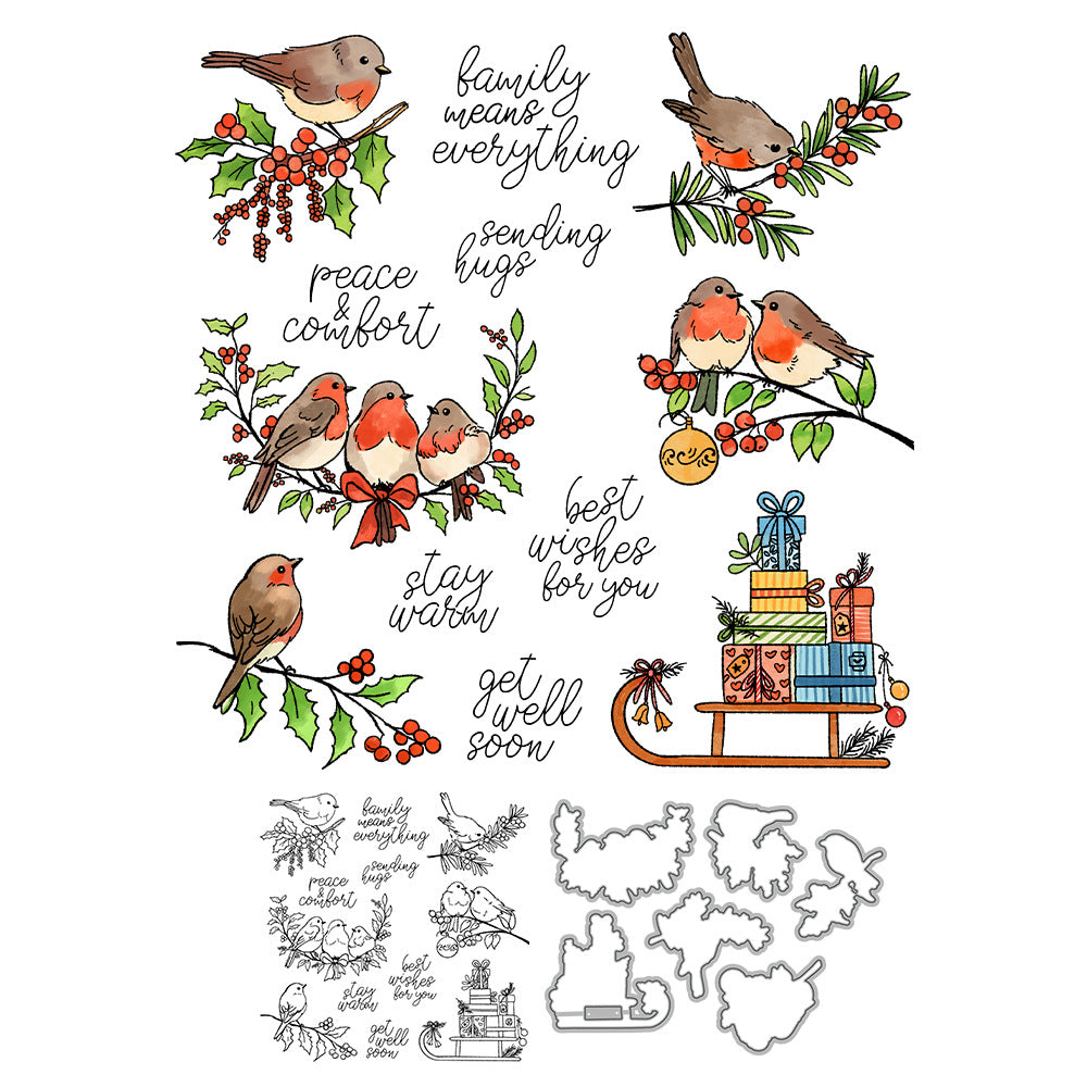 Christmas Birds Dies & Stamps Set