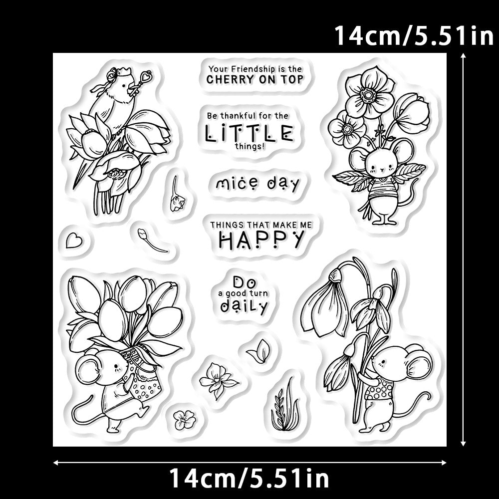 Mouse Flowers Dies & Stamps Set
