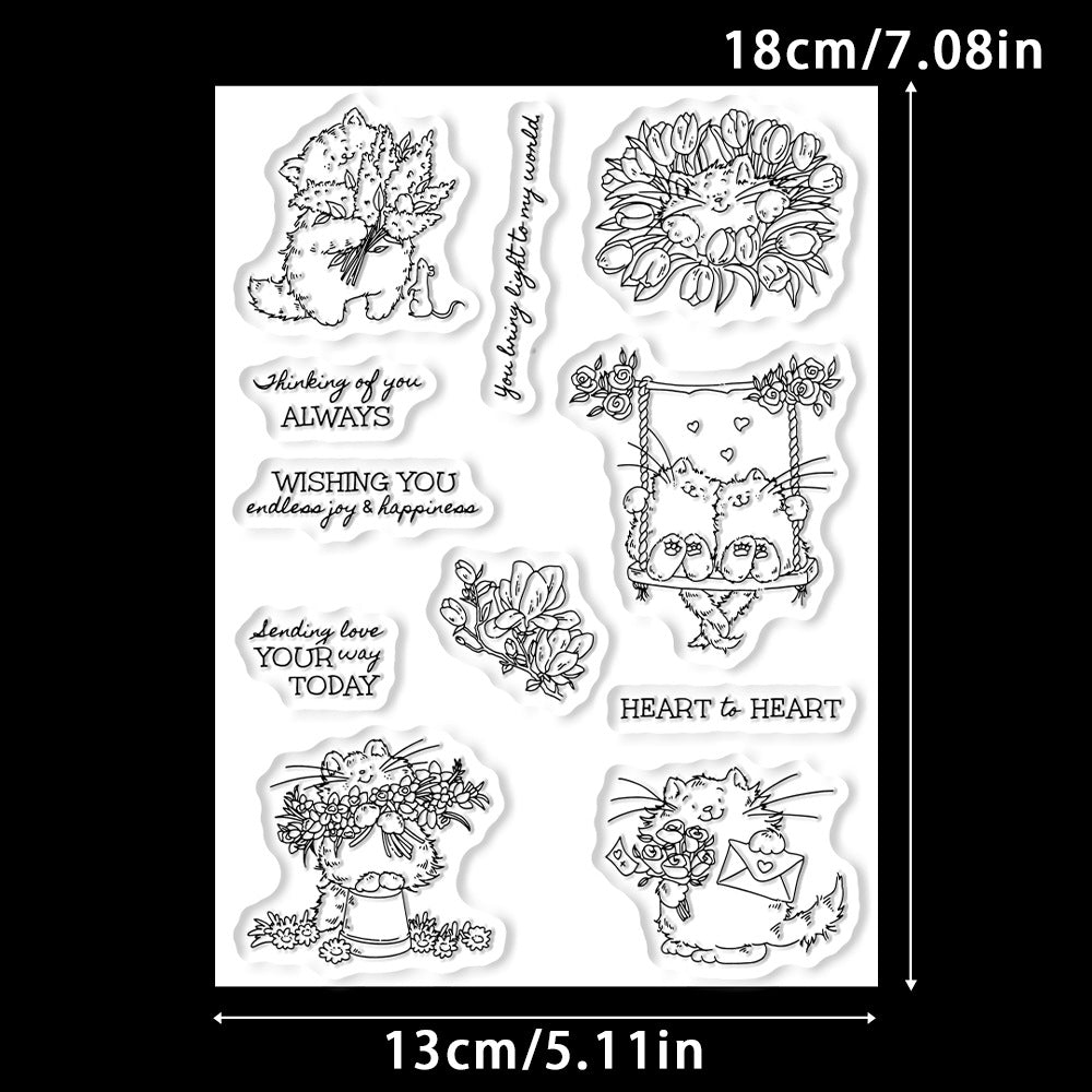 Flowers Cats Clear Stamps