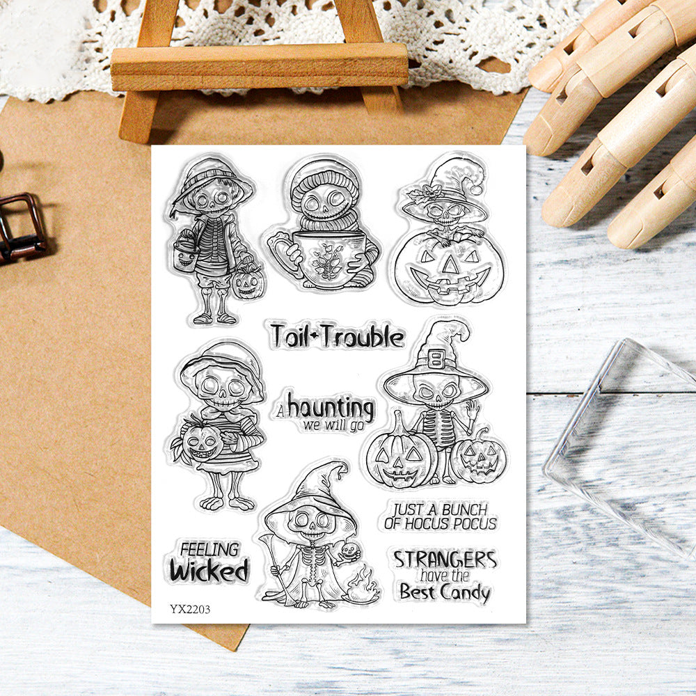Halloween Skull Pumpkin Dies & Stamps Set