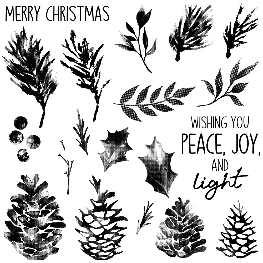Christmas Pine Cones Dies & Stamps Set