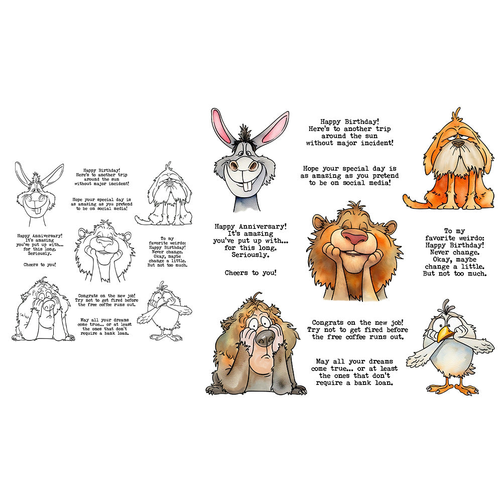 Humorous Animal World Dies & Stamps Set