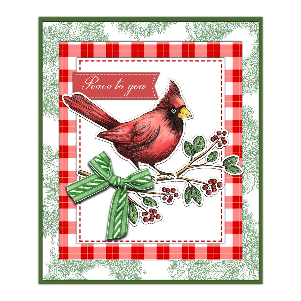 Merry Christmas Bird Olive Branch Dies & Stamps Set