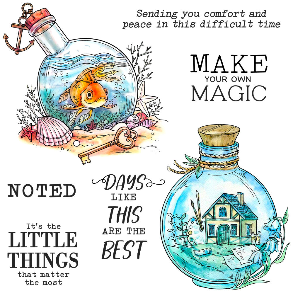 Glass Bottle Dies & Stamps Set