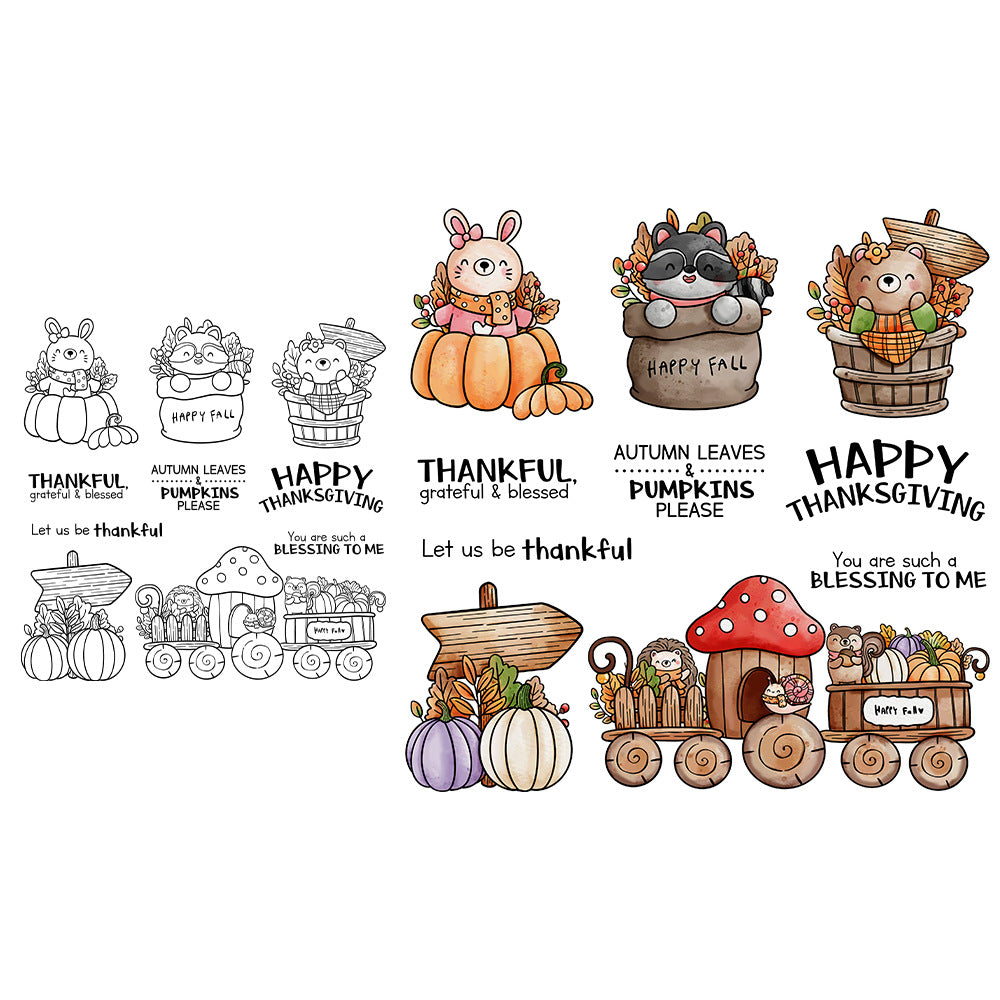 Thanksgiving Animal Train Dies & Stamps Set