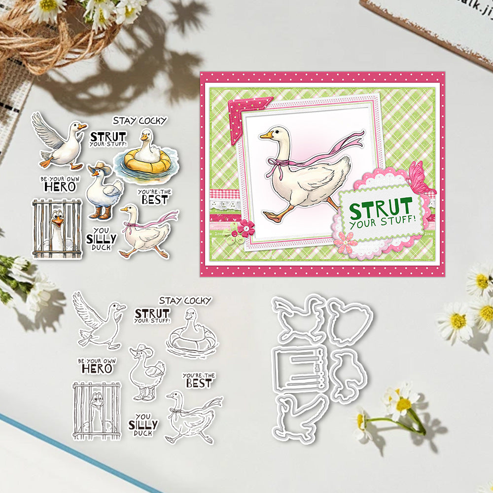 Cute Happy Duck Dies & Stamps Set