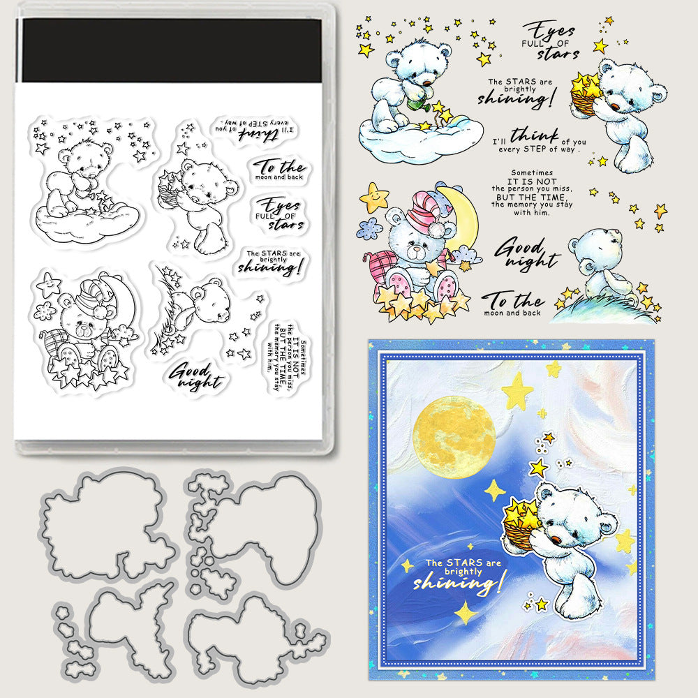 Cute Doll Bear Stars Dies & Stamps Set