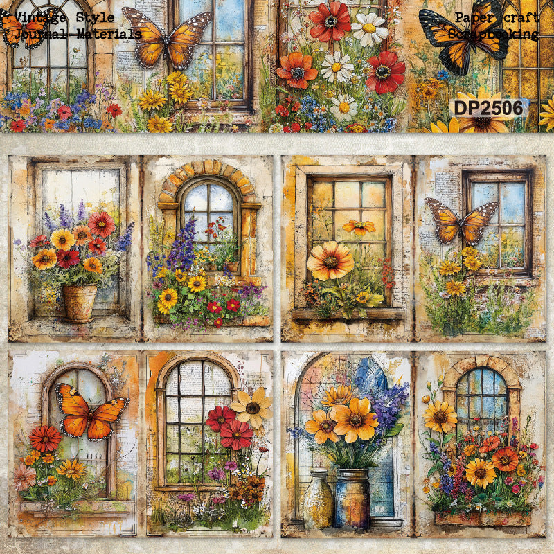 A5 Retro Flower Room Journal Scrapbook Paper