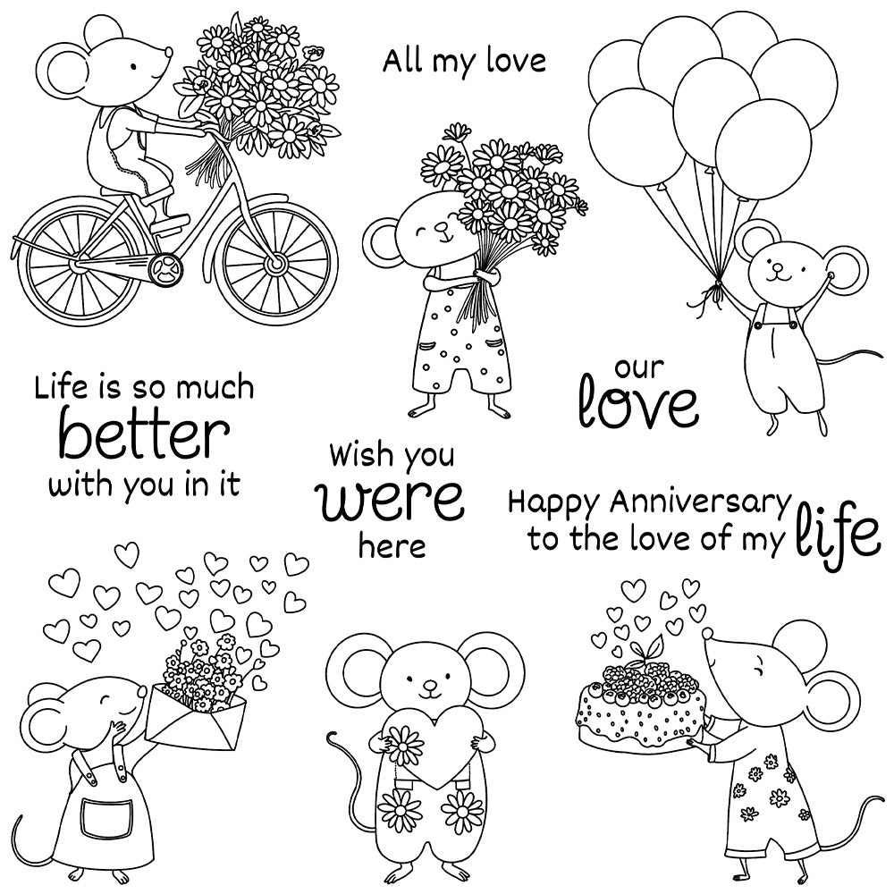 Valentine's Day Little Mouse Dies & Stamps Set