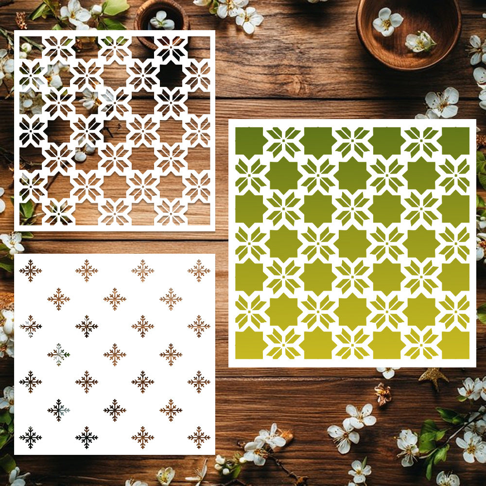 2 PCS Snowflake Pattern DIY Painting Hollow Stencil