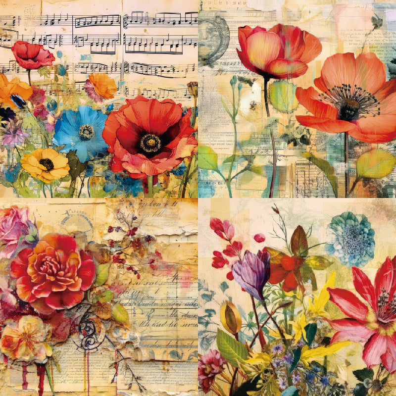 24PCS 6" Clusters Of Flowers Scrapbook Paper & Cardstock