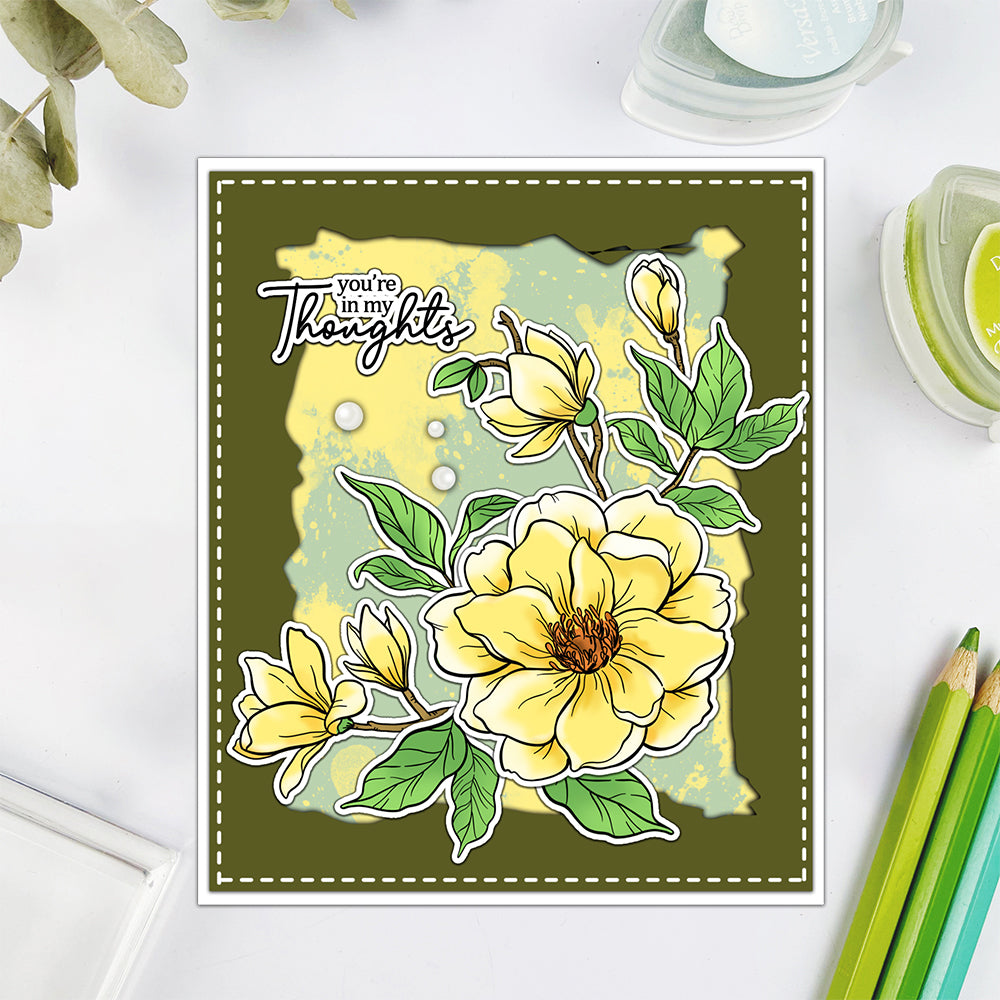 Blooming Magnolia Flowers Dies & Stamps Set