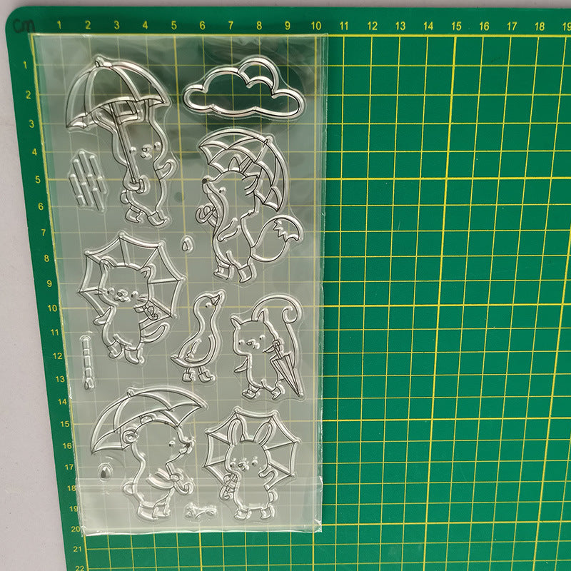 Animals Holding Umbrellas On Rainy Days Dies & Stamps Set