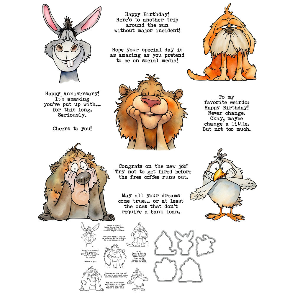 Humorous Animal World Dies & Stamps Set