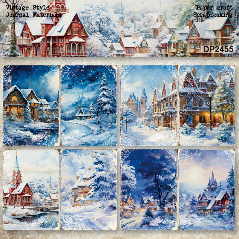 A5 Winter Building DIY Scrapbook Paper