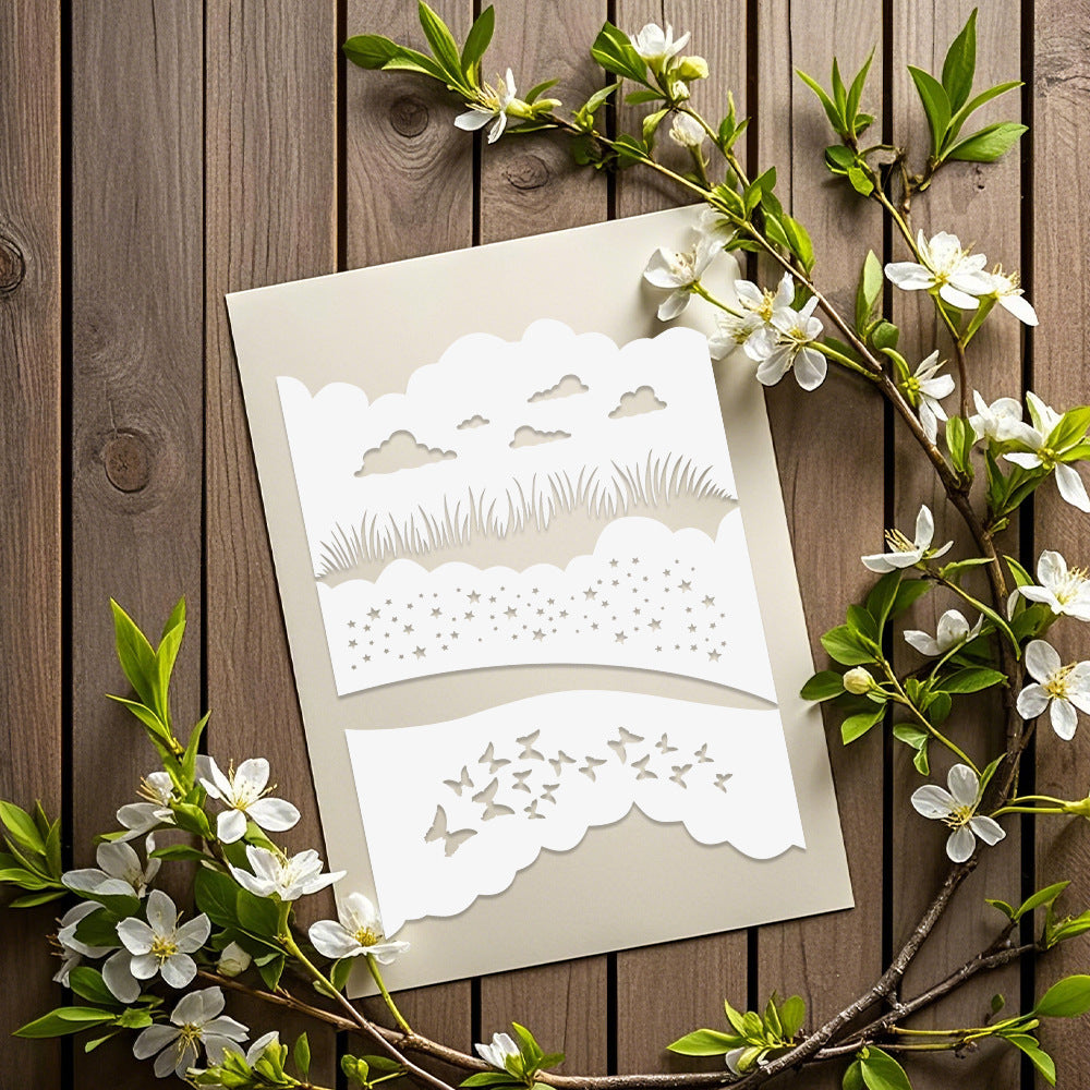 Clouds Stars Butterflies DIY Painting Hollow Stencil