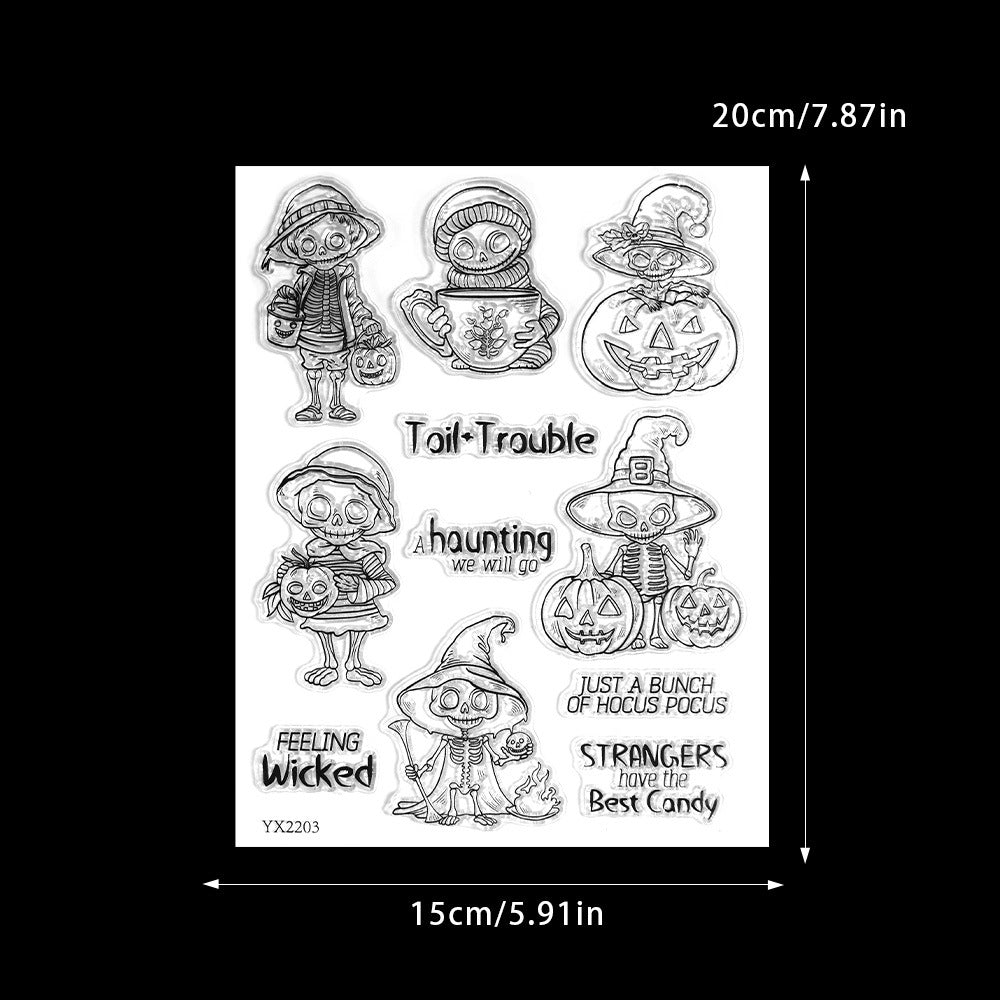 Halloween Skull Pumpkin Dies & Stamps Set