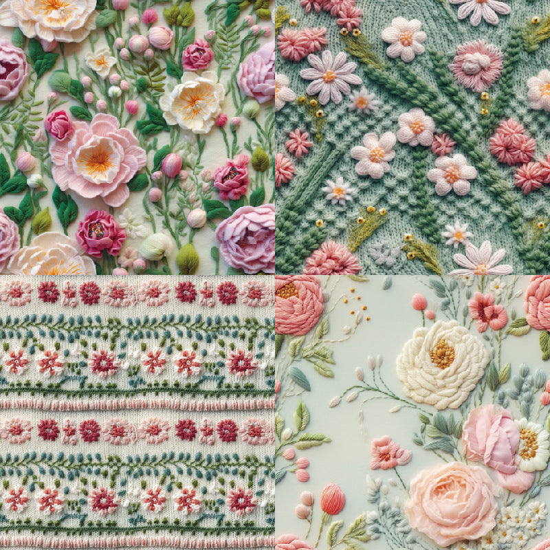 24PCS 6" Knitted Flowers Scrapbook Paper & Cardstock
