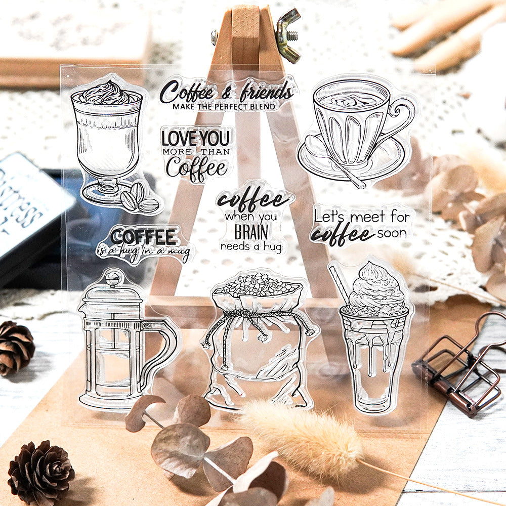 Retro Coffee Dies & Stamps Set