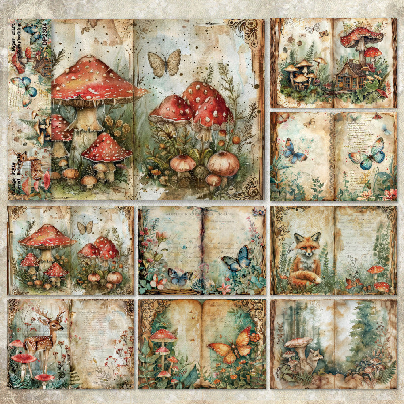 A5 Mushroom Planner Scrapbooking Paper