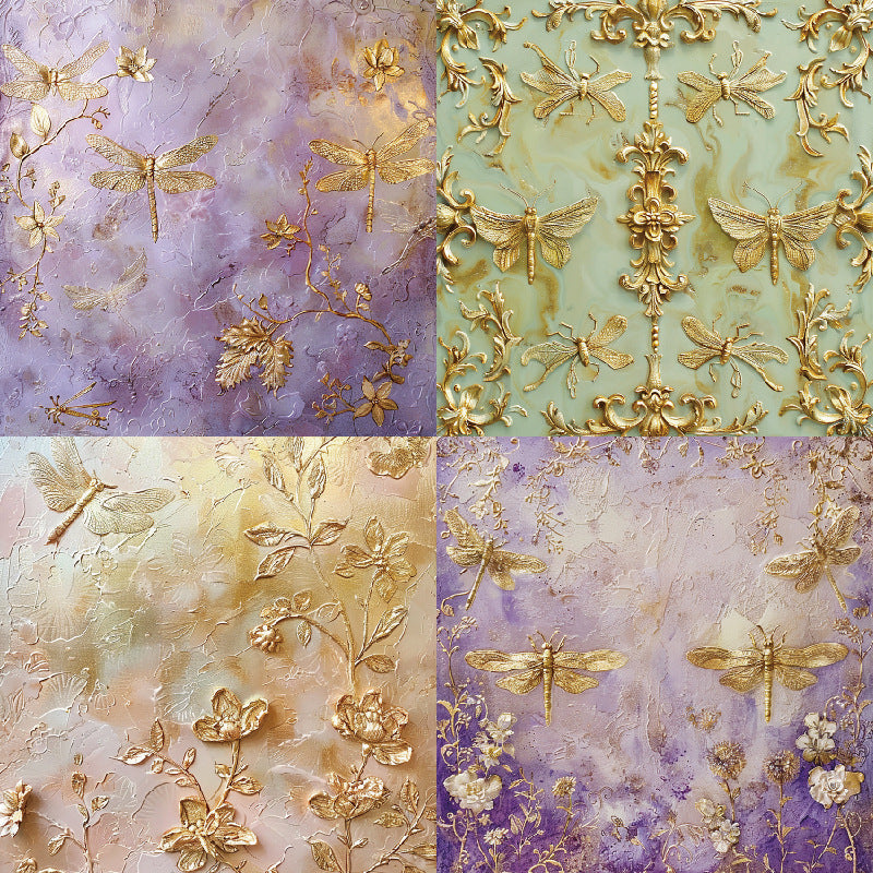 24PCS 6" Dragonfly Scrapbook Paper & Cardstock