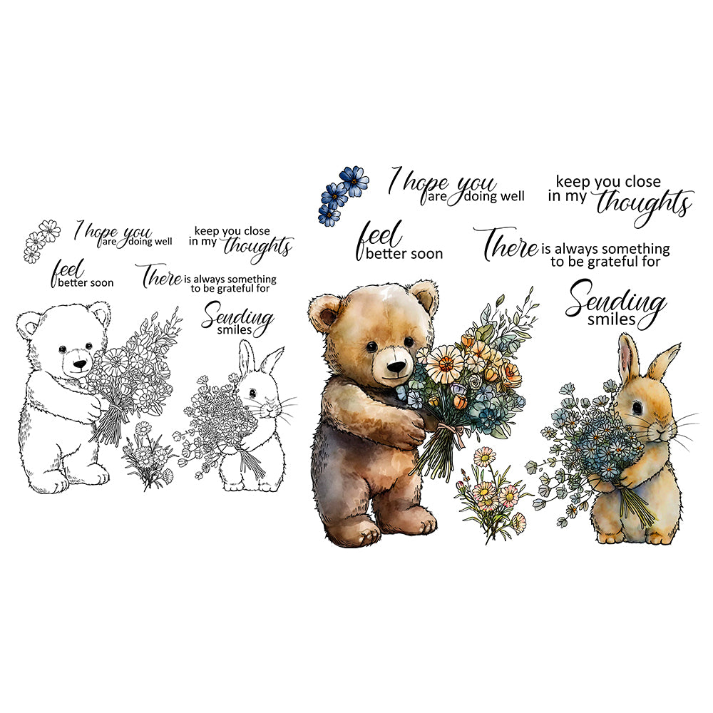 Cute Bear Rabbit Dies & Stamps Set