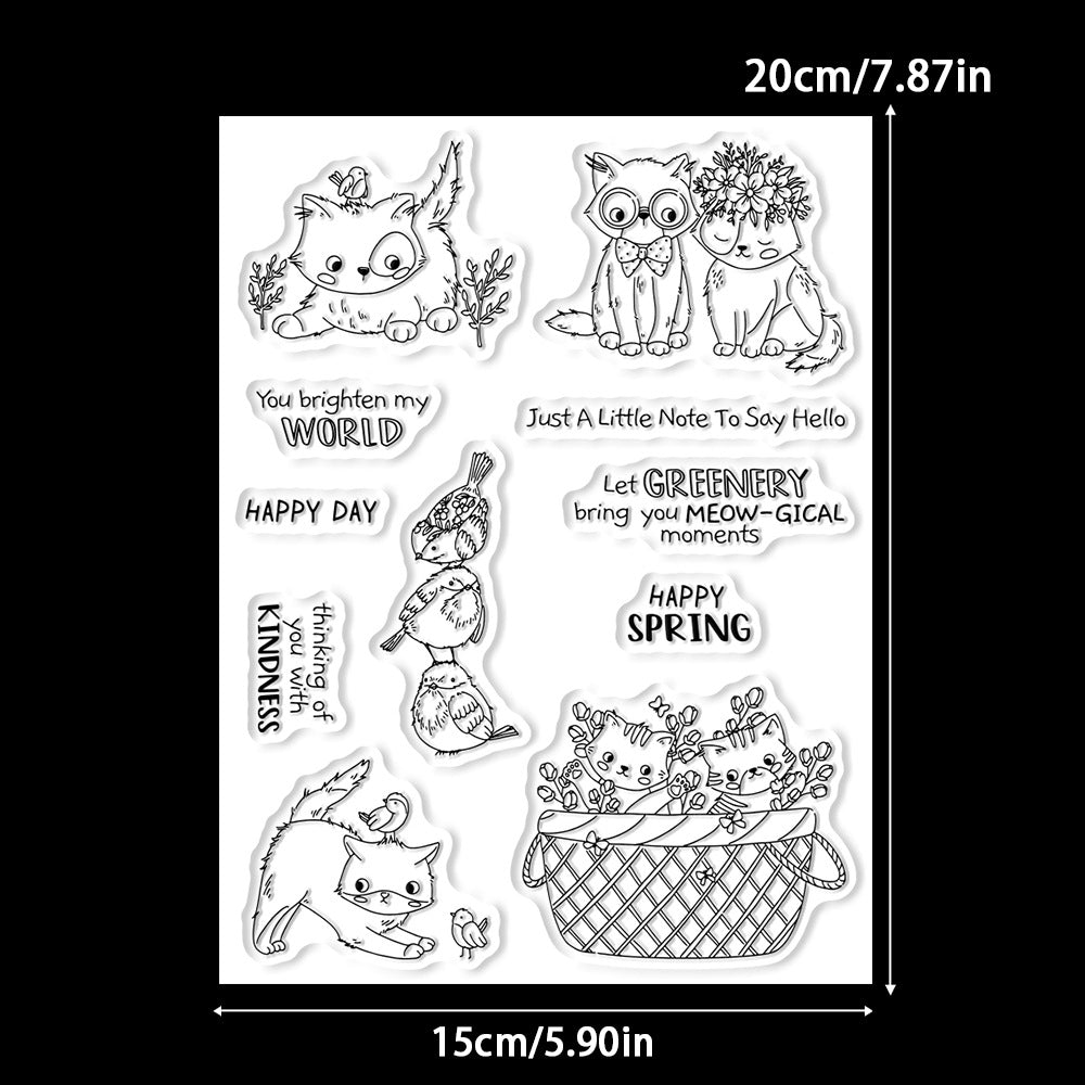 Kitten and Bird Dies & Stamps Set