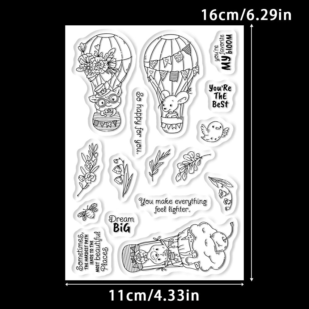 Cute Animal Hot Air Balloon Clear Stamps