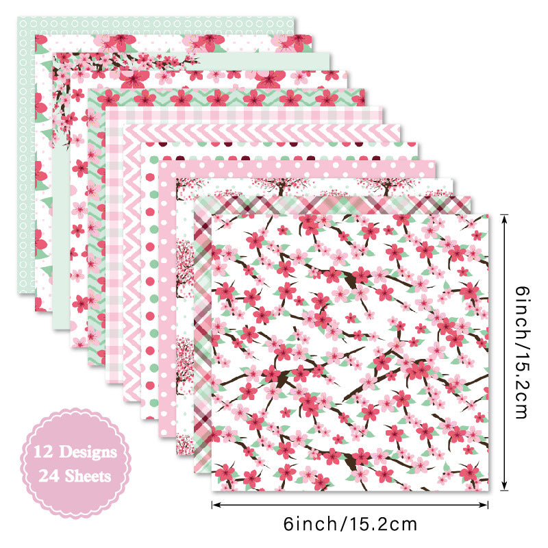 24PCS 6" Sakura Scrapbook Paper & Cardstock