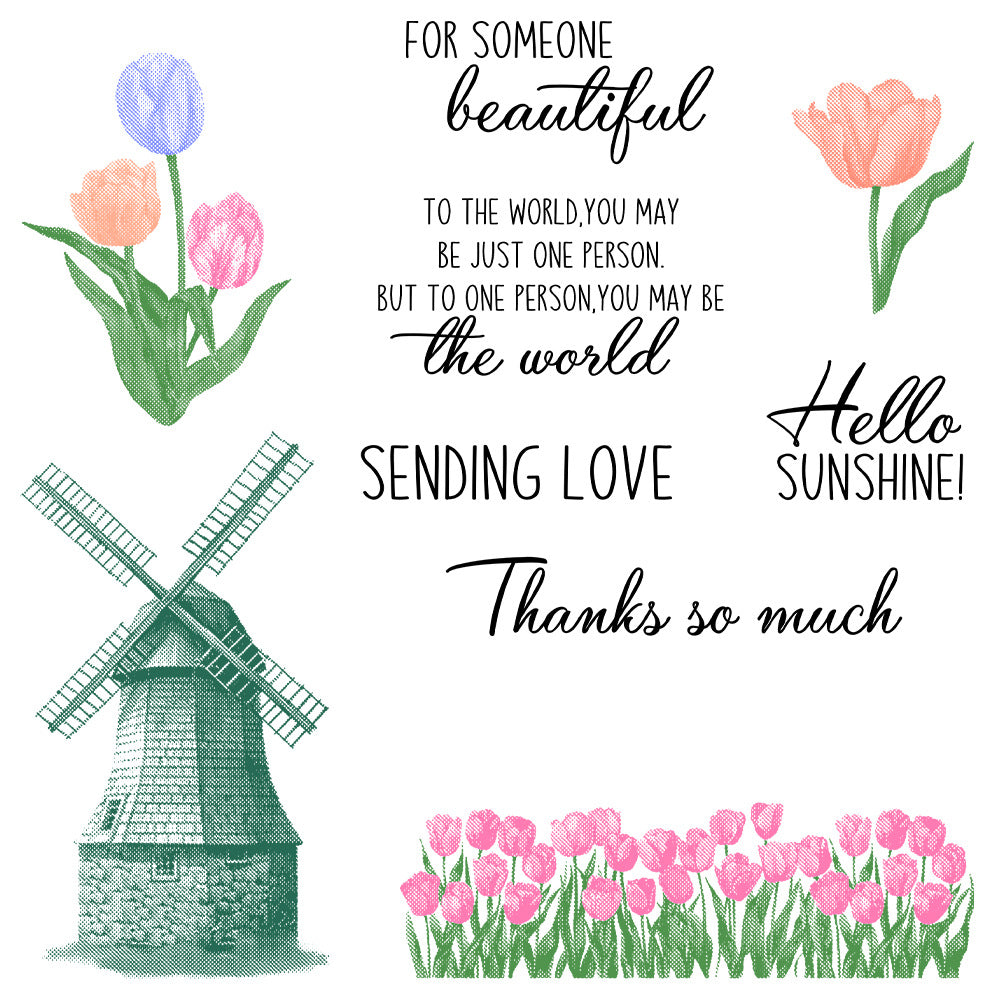 Windmill Flowers Dies & Stamps Set