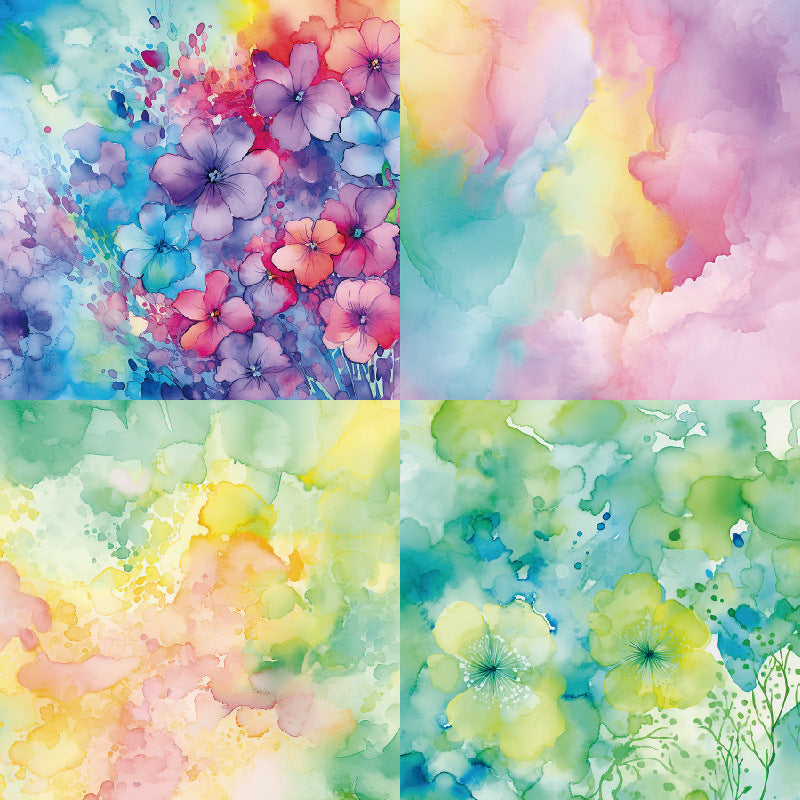 24PCS 6" Dyeing Flowers Scrapbook Paper & Cardstock