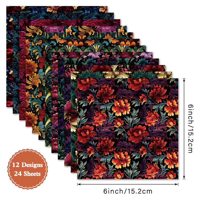 24PCS 6" Elegant Scrapbook Paper & Cardstock