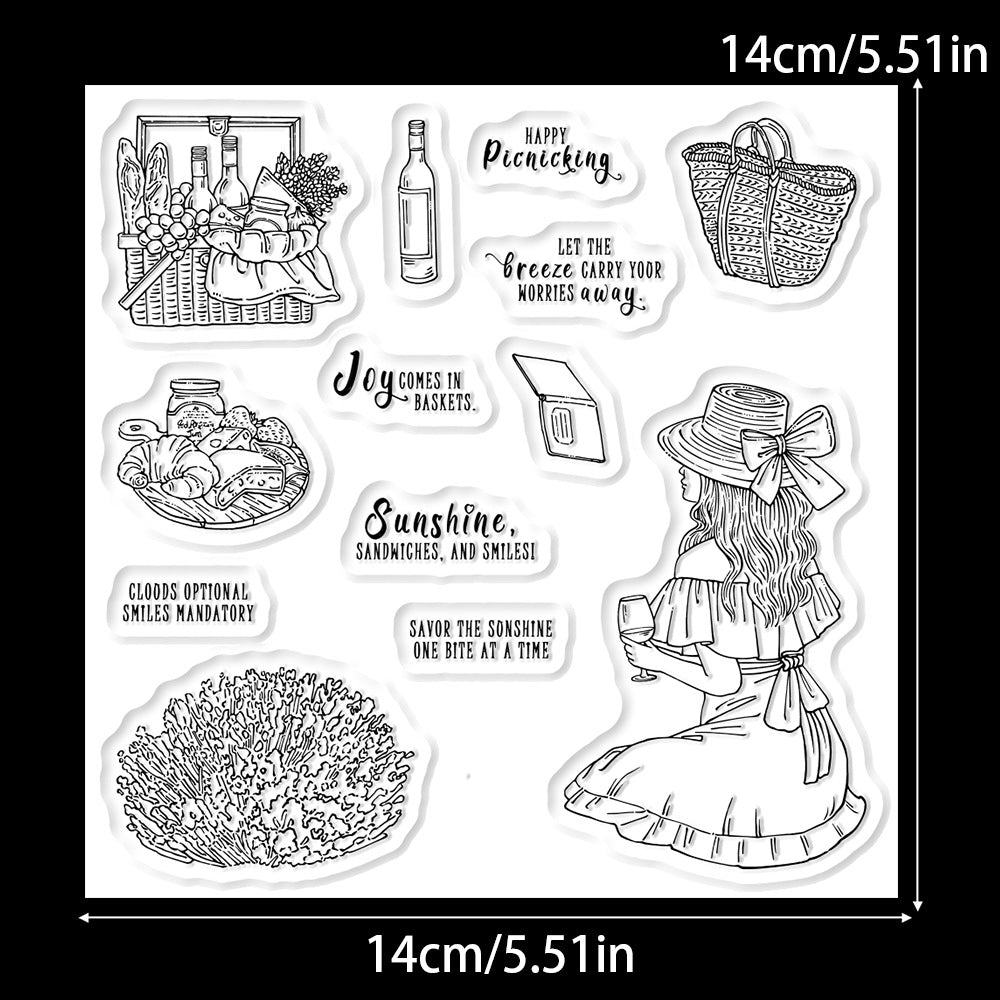 Beautiful Girl Holiday Picnic Clear Stamps