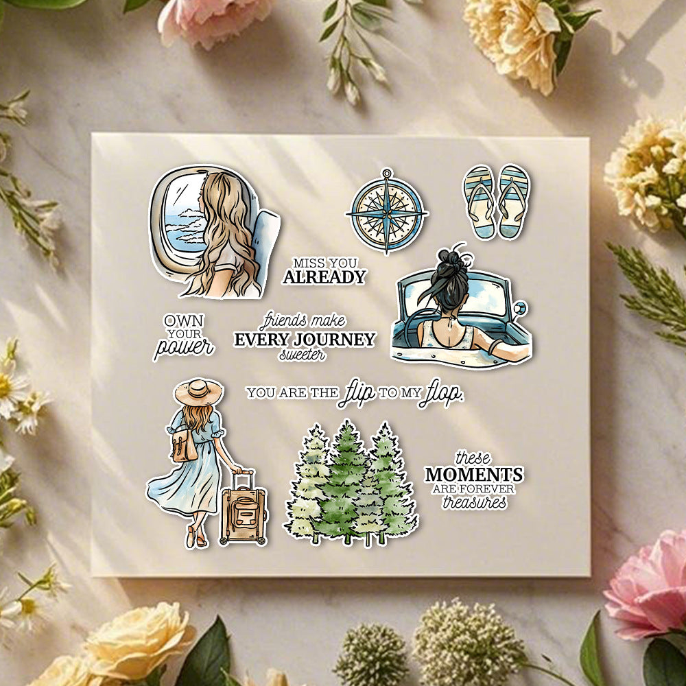 Travel Girl Clear Stamps