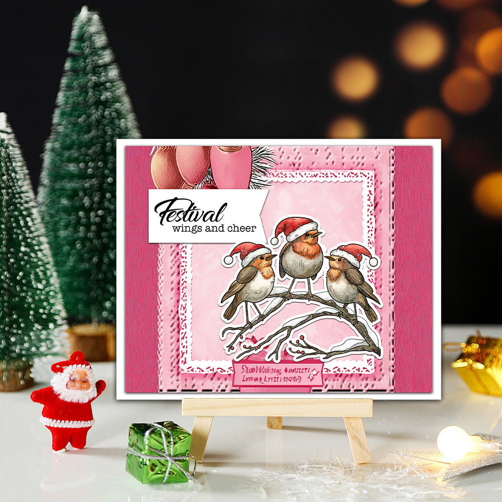 Christmas Bird On Branch Clear Stamps