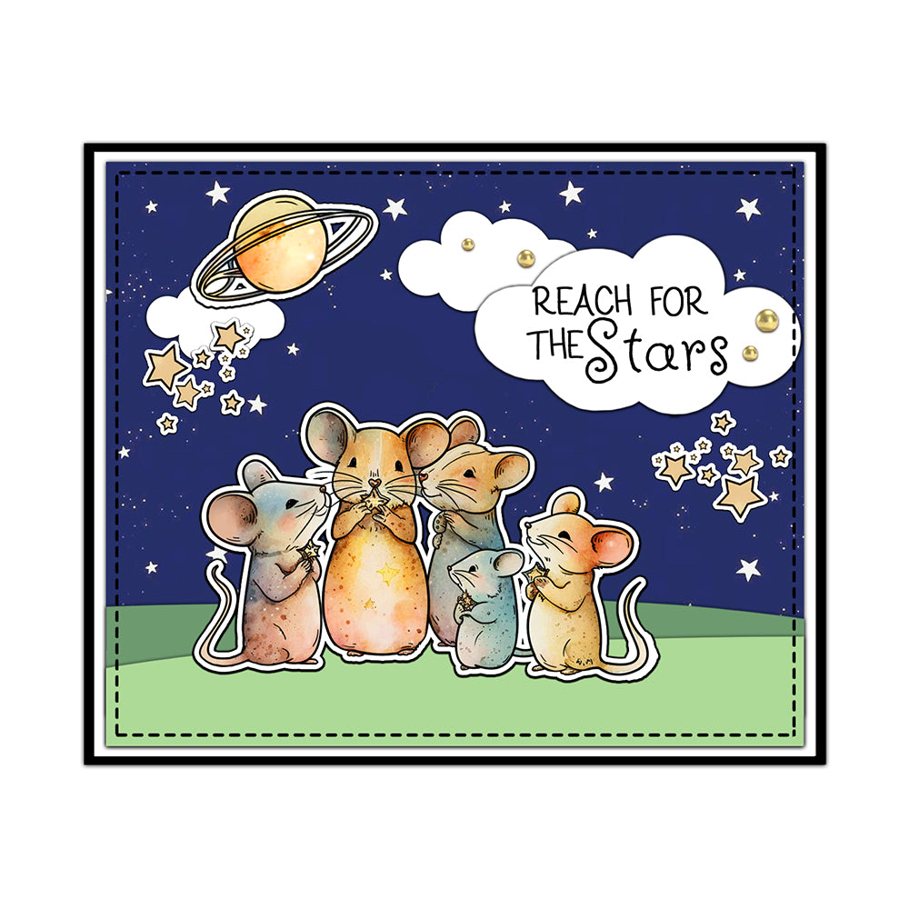 Planets and Cute Mice Dies & Stamps Set