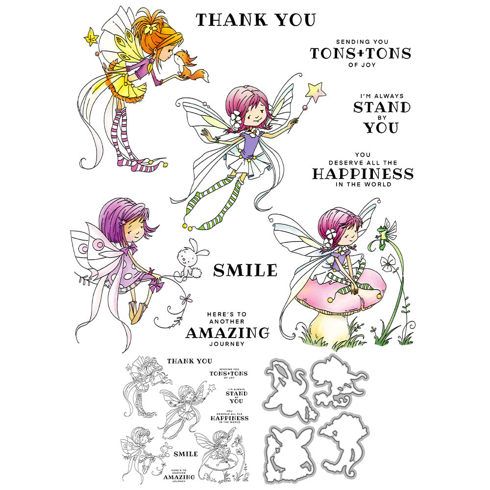 Cute Flowers Fairy Dies & Stamps Set