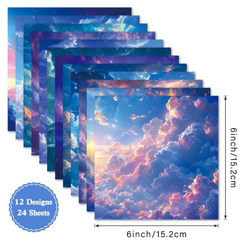 24PCS 6" Clear Clouds Scrapbook Paper & Cardstock