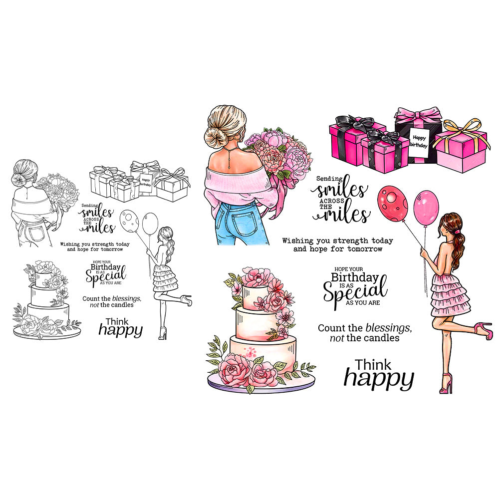 Beautiful Girls Birthday Party Clear Stamps