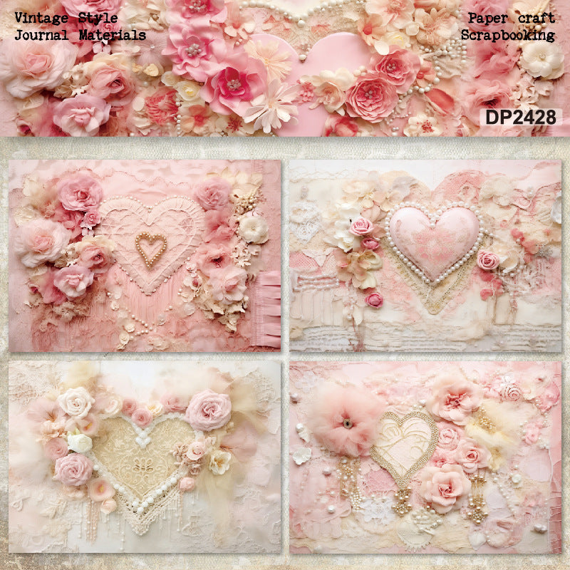 A5 Pink Flowers DIY Scrapbook Paper