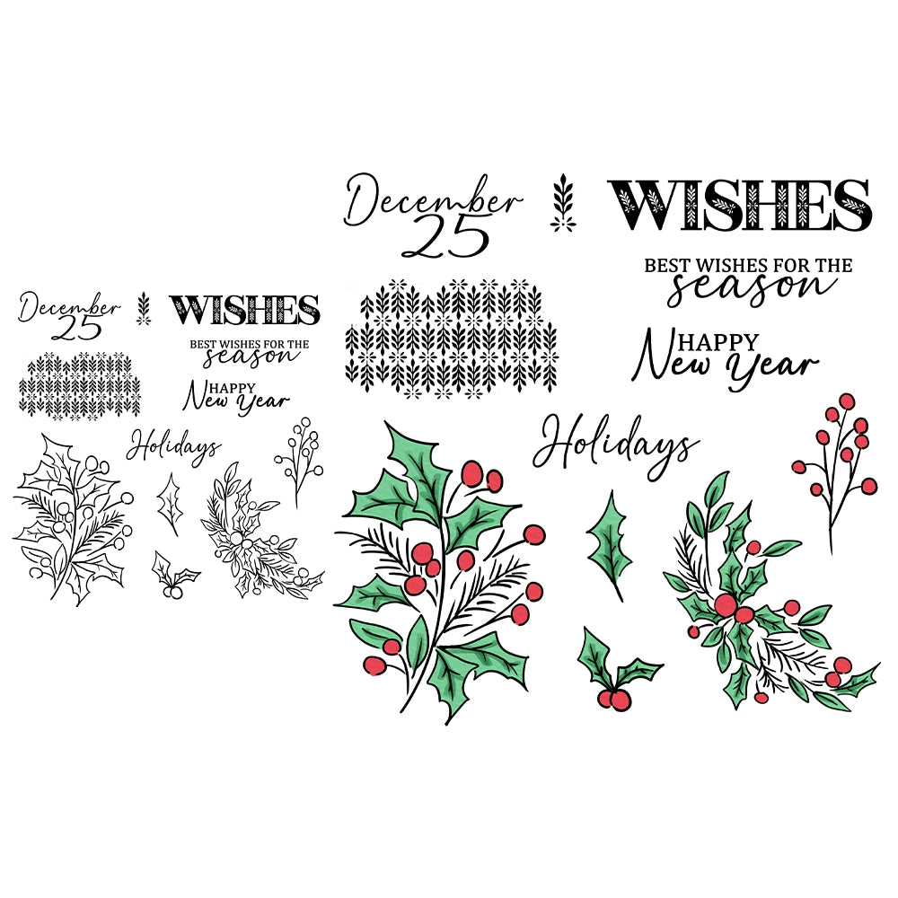 Merry Christmas Leaves Dies & Stamps Set