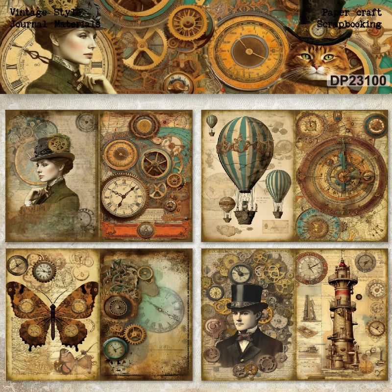 A5 Vintage Steampunk Scrapbook Paper