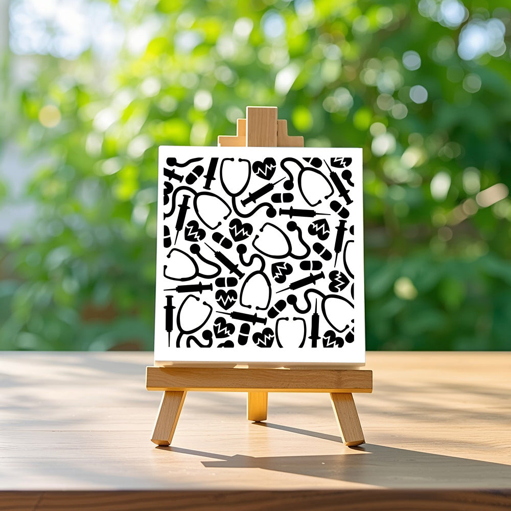 Stethoscope Pattern DIY Painting Hollow Stencil