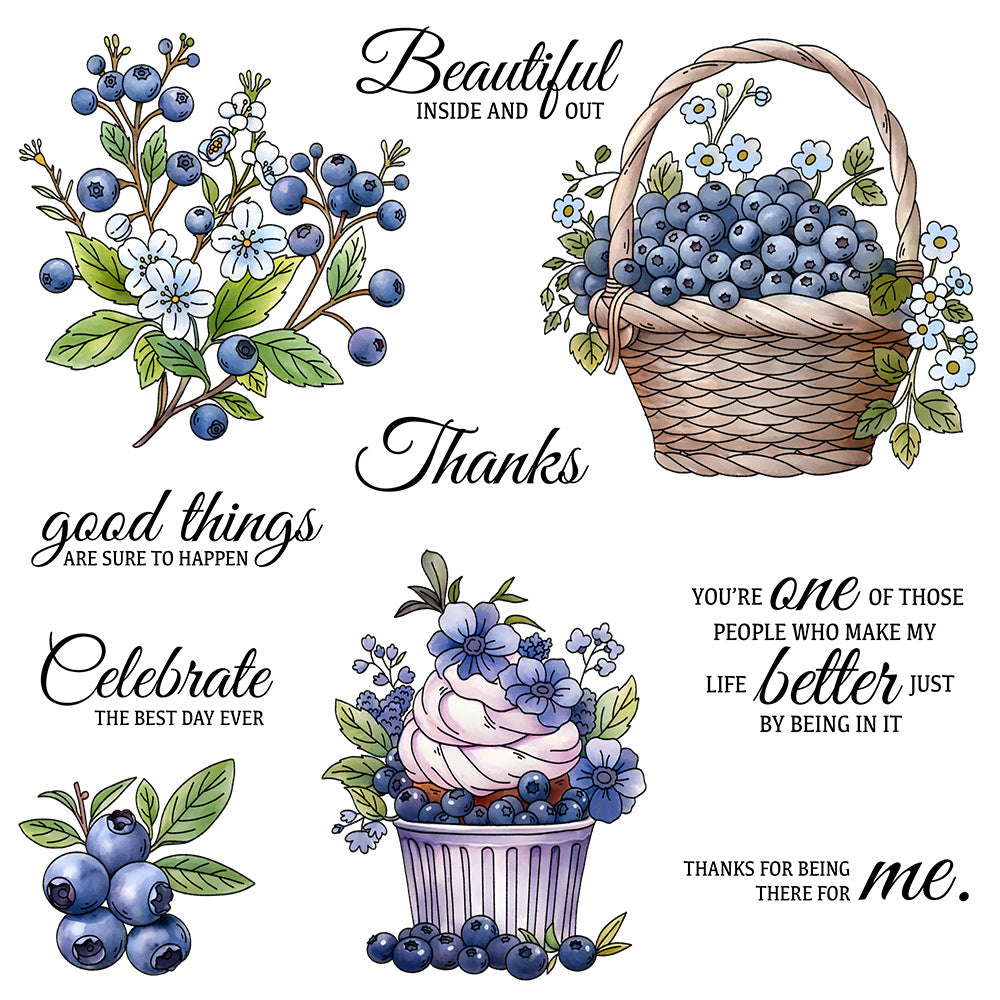 Fruit Blueberry Dies & Stamps Set