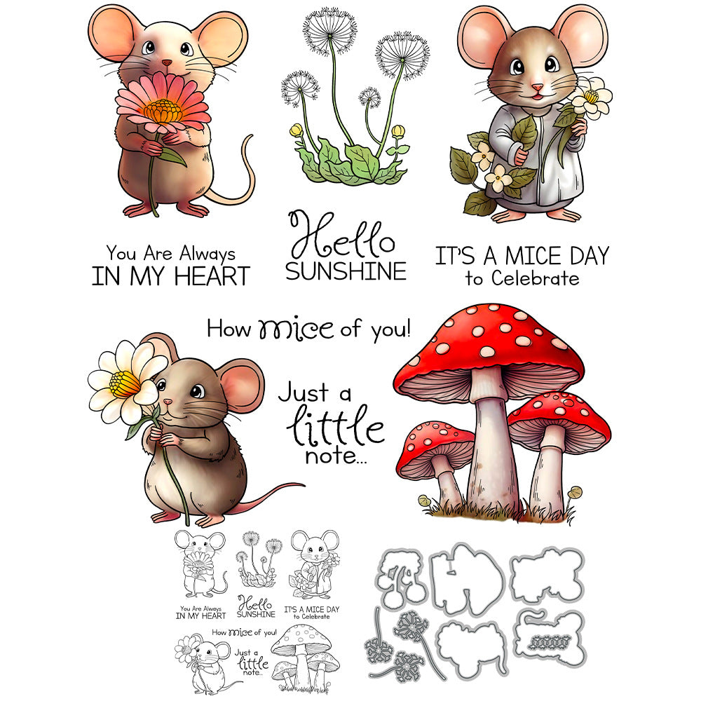 Mouse Mushroom Dies & Stamps Set