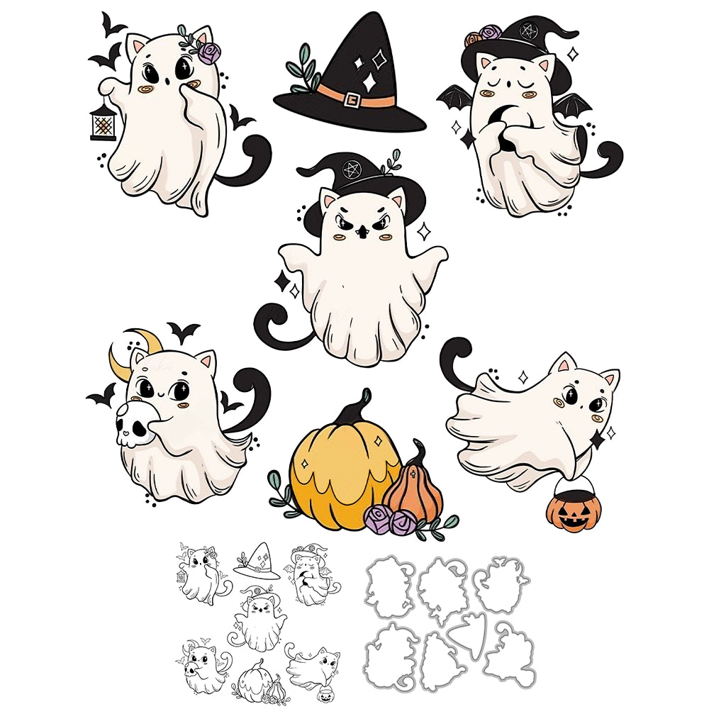 Cute Witch Ghost Dies & Stamps Set