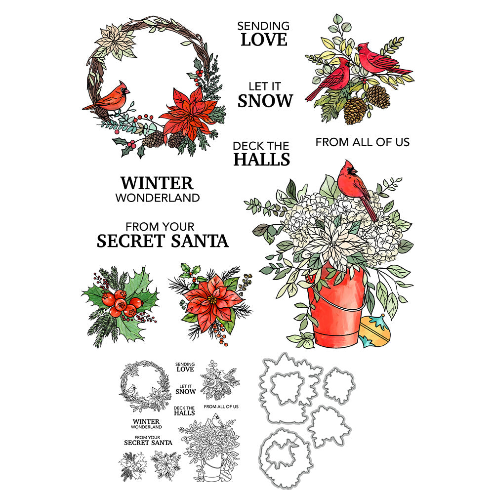 Christmas Plants and Birds Dies & Stamps Set