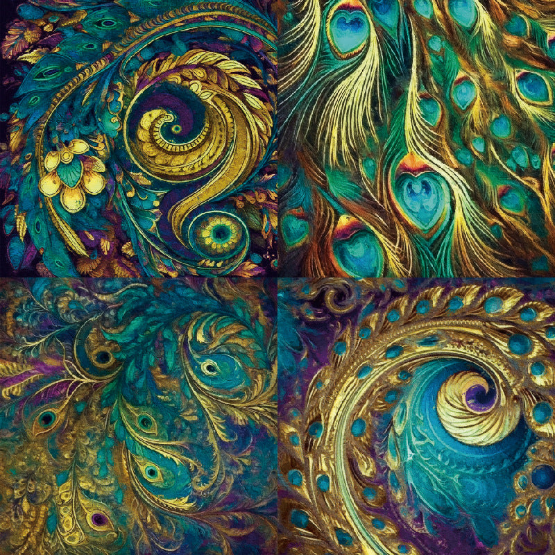 24PCS 6" Peacock Feathers Scrapbook Paper & Cardstock