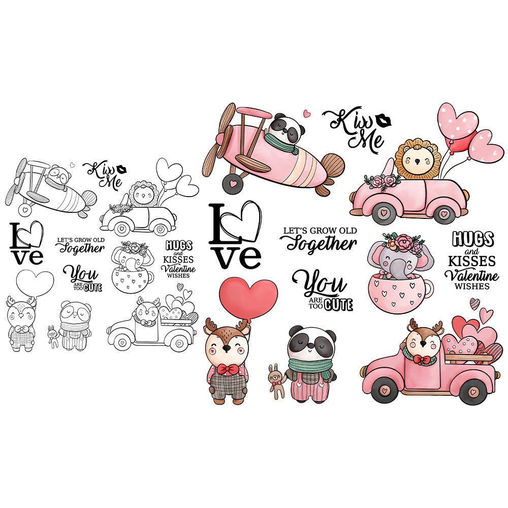 Valentine's Day Animals and Cars Clear Stamps